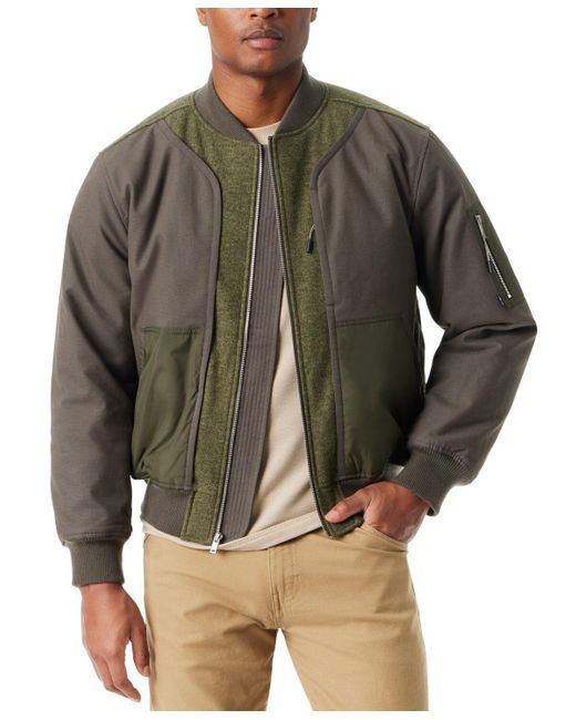 BASS OUTDOOR Gray Hero Mixed Media Bomber Jacket Full Zip Mac for men