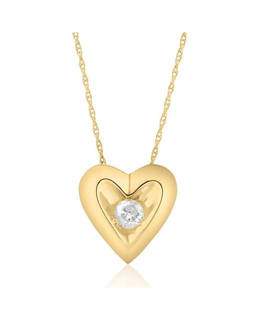 Pompeii3 Metallic 1/5ct Round Diamond Necklace Heart Shaped Pendant