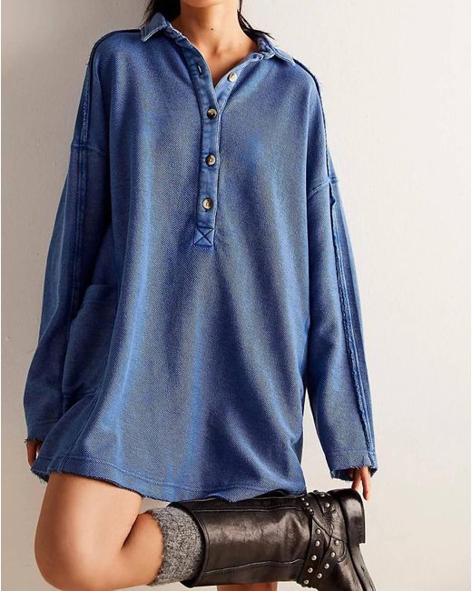 Free People Blue Willow Polo