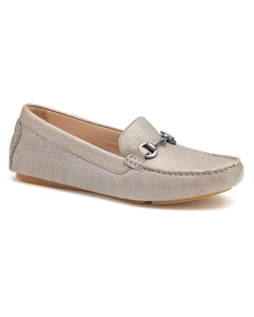 Johnston & Murphy White maggie Faux Leather Slip On Loafers