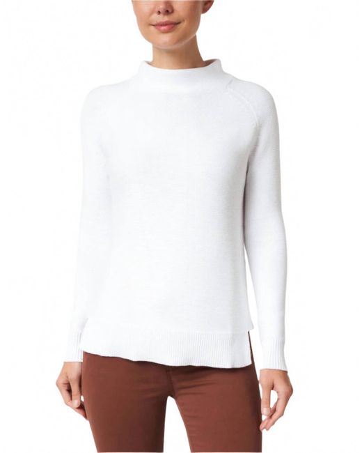 Kinross Cashmere White Garter Stitch Funnel Sweater