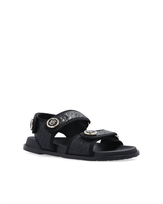 Salvatore Ferragamo Black Slide Sandals with Logo Plaque Ferragamo Leather logo plaque flat sandals|01E565758084001 main image 2