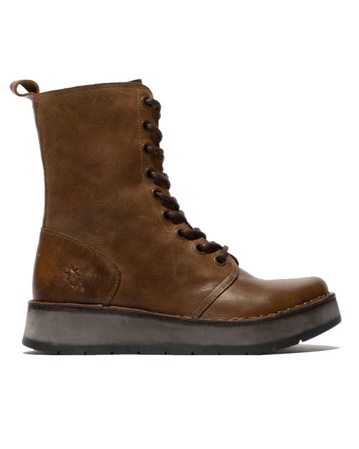 Fly London Brown Leather Lace-Up Ankle Dress Boots