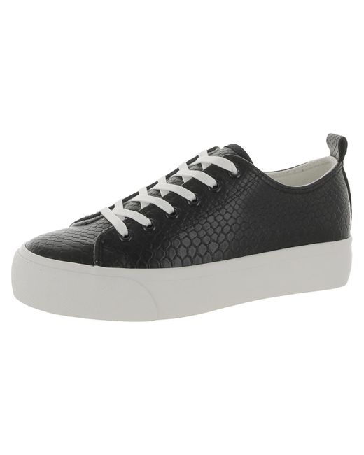 Olivia Miller Black Faux Leather Platform Casual And Fashion Sneakers