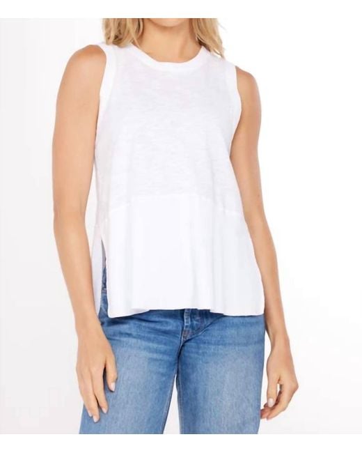 Mod-o-doc White Ribbed Peplum Tank