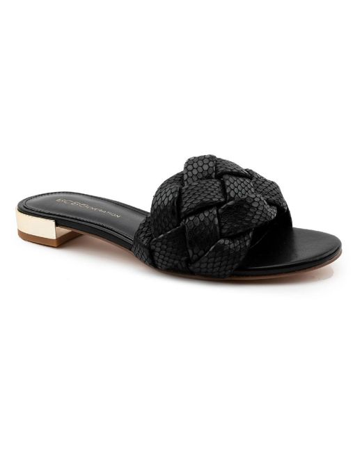 BCBGeneration Black Deelo Woven Slip On Slide Sandals