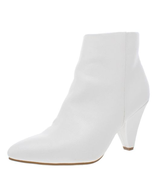 Seven Dials White Calzada Solid Pointed Toe Ankle Boots