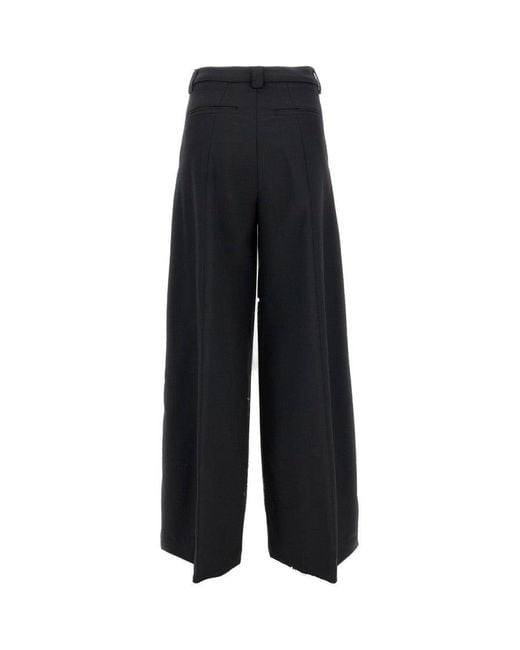 THE LATEST Black Wide Trousers With Classic Front Closure