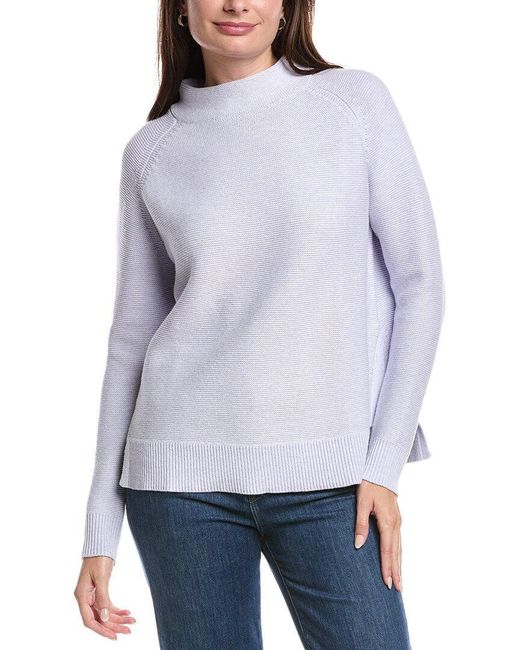 Forte Purple Garter Funnel Neck Sweater