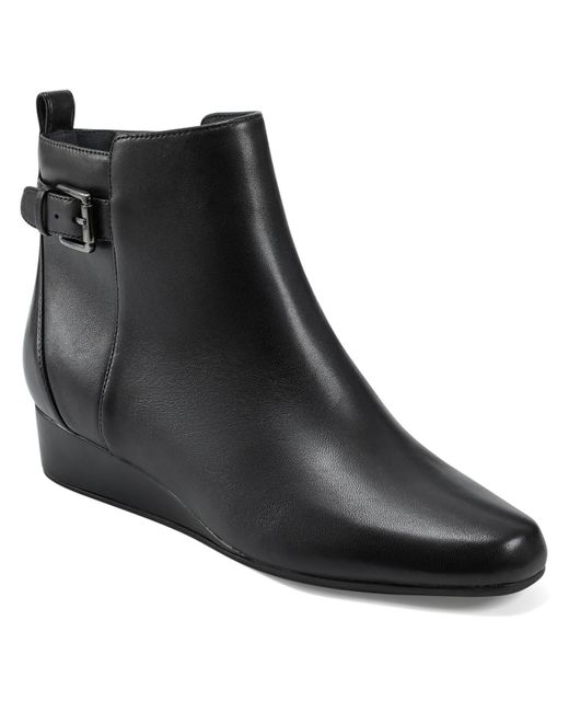 Easy Spirit Black Leather Pointed Toe Booties