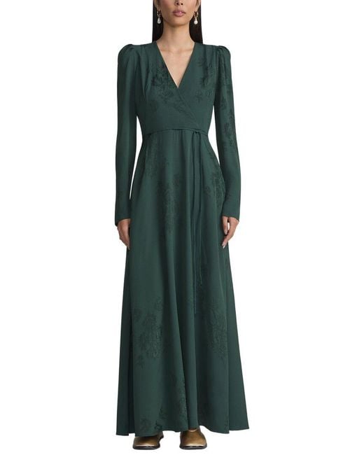 Lafayette 148 New York Women's Green Wrap Front Dress
