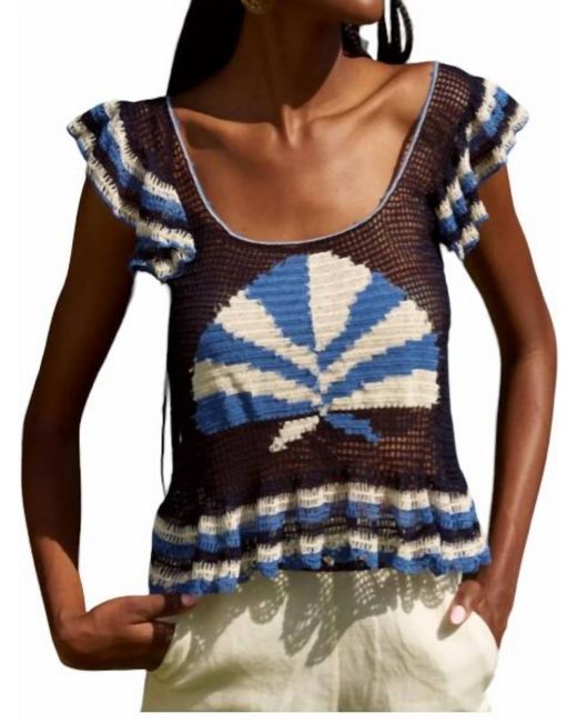Carolina K Blue Paradise Shell Crochet Top