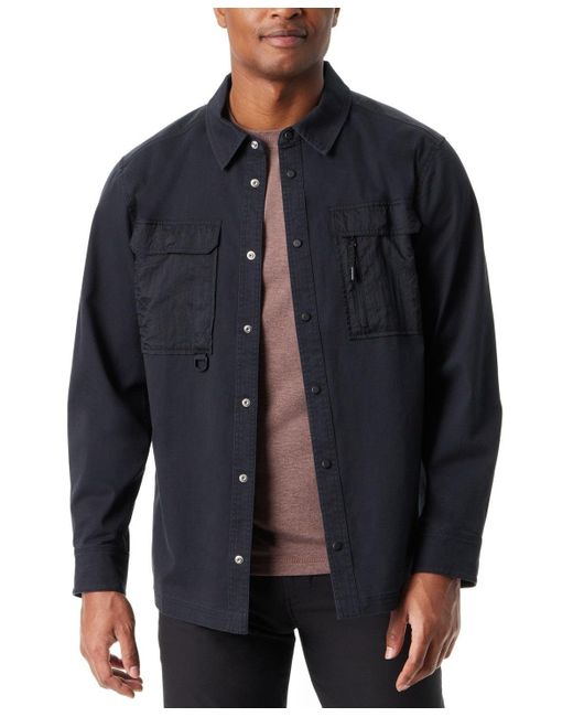 BASS OUTDOOR Blue Camo Worker Shacket Jacket Beau Relaxed Fit Fts167 for men