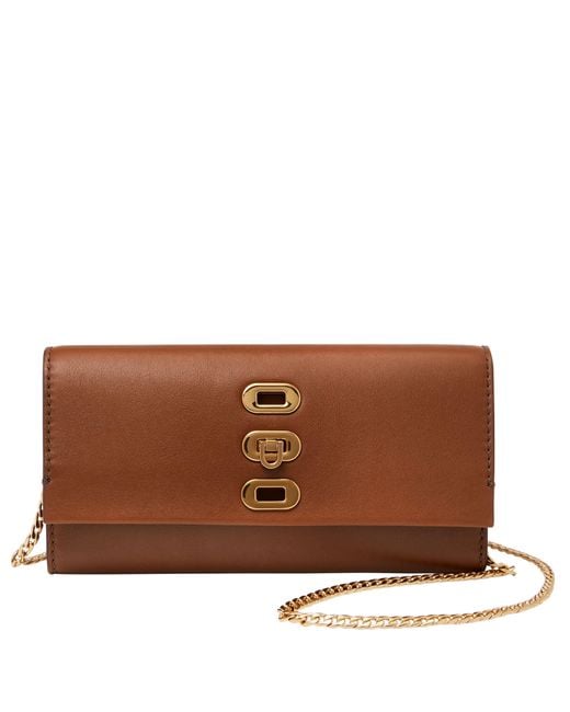Fossil Brown Penrose Leather Wallet Crossbody