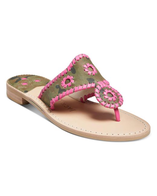 Jack Rogers Pink Leather Slip-on Thong Sandals