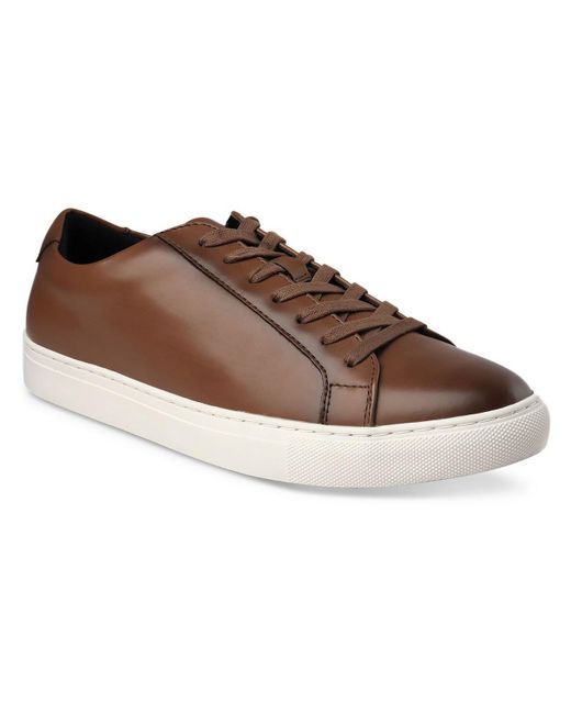 Alfani Brown Faux Leather Lifestyle Casual And Fashion Sneakers