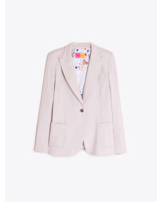 Vilagallo Pink Structured Jacket With Heart Buttons