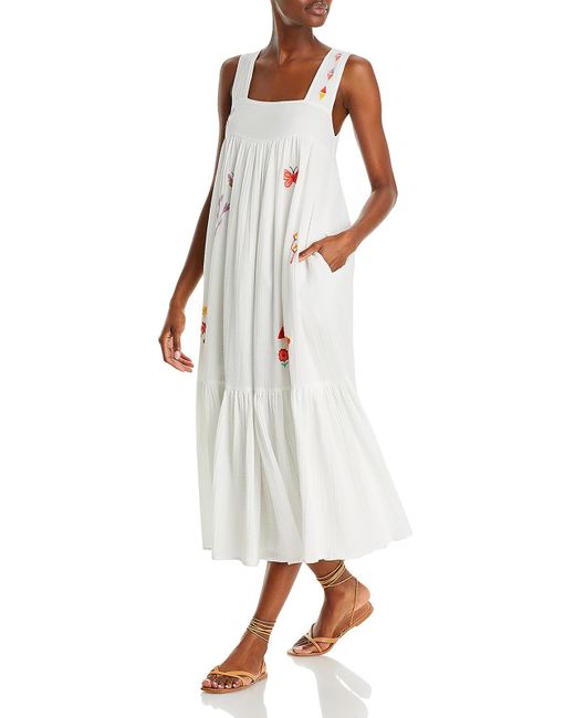 Mother White The Love Story Gauze Embroidered Shift Dress