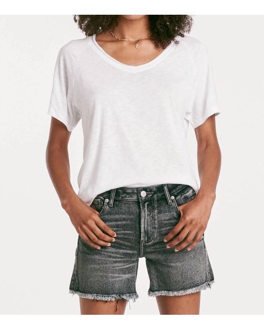 Another Love White Taylor Relaxed V-neck Slubbed Basic Tee