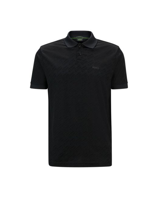 Boss Black Relaxed-fit Polo Shirt With Monogram Jacquard for men