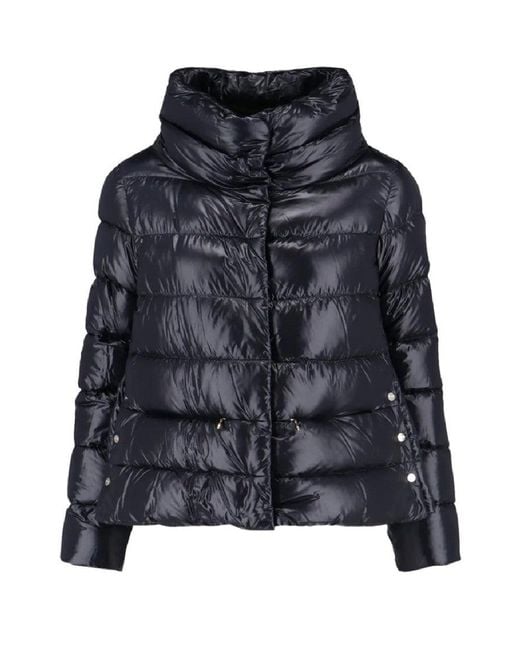 Herno Women's Black Shiny Puffer Jacket With High Collar