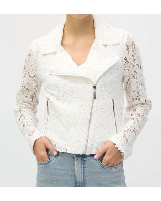 Joseph Ribkoff White Floral Lace Jacket