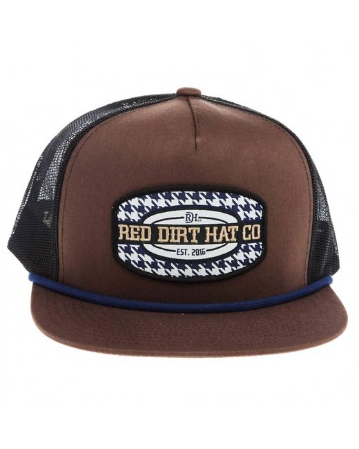 Red Dirt Hat Co. Brown Hound Patch 5 Panel Flat Trucker Rope Cap for men