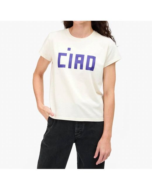Clare V. White Classic Tee With Ciao