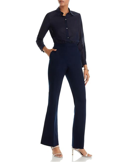 Theory Blue Airy Long Sleeve Jumpsuit