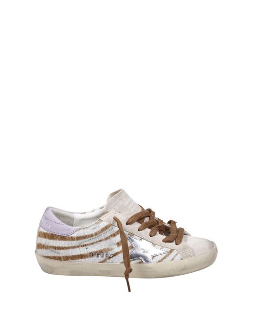 Golden Goose Deluxe Brand White Super-Star Zebra Horsy Upper Suede Toe And Heel Laminated Star