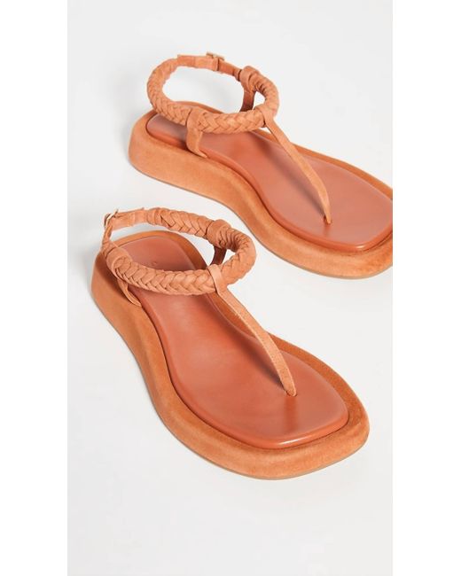 Gia Borghini Orange Flat Braided Strap Sandals