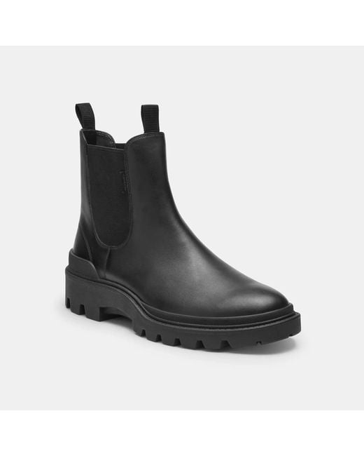 【美品】COACH CLLN BOOT 黒 BLACK COACH Leather Slip-On Chelsea Boots in Black for Men | Lyst