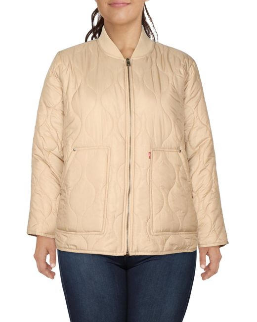 Levi's Natural Plus Ribbed Trim Long Sleeves Quilted Coat