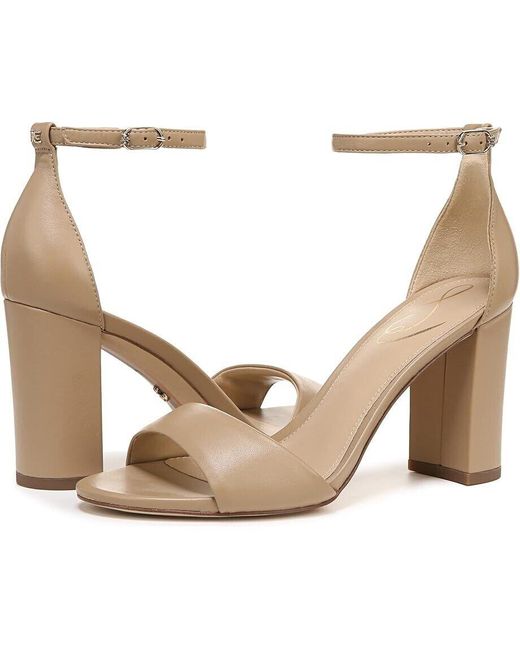 Sam Edelman Natural Robyn Sandals 9 Leather Ankle Strap Block Heel Khd405