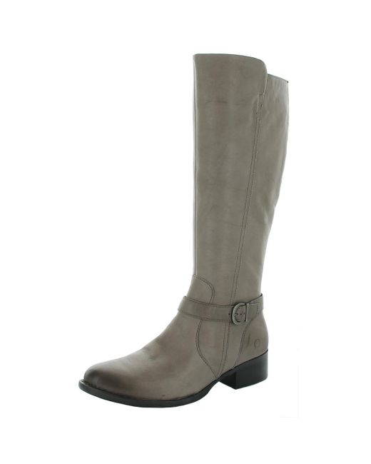 Born Gray Cosna Leather Block Heel Riding Boots