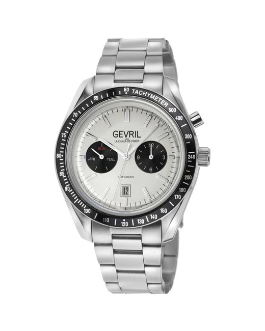 Gevril Metallic Lenox Stainless Steel White Dial Automatic Watch for men