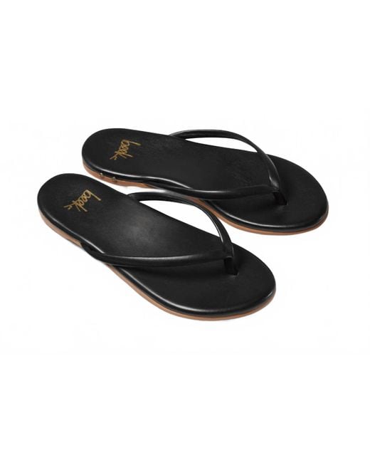 Beek Women's Black Sunbeam Leather Flip Flop Sandals