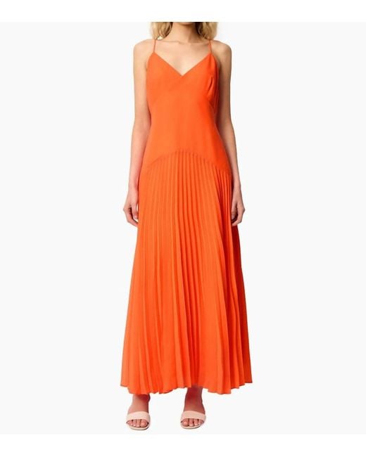 Cami NYC Orange Jennelyn Chiffon Pleated Gown