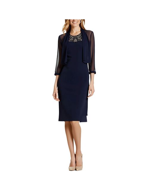 R & M Richards Blue Embellished 2Pc Two Piece Dress