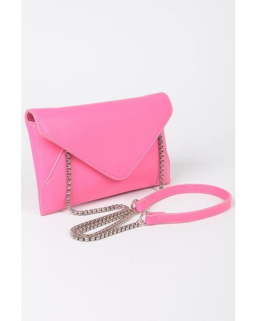 Fashnzfab Pink Faux Leather Small Envelope Clutch