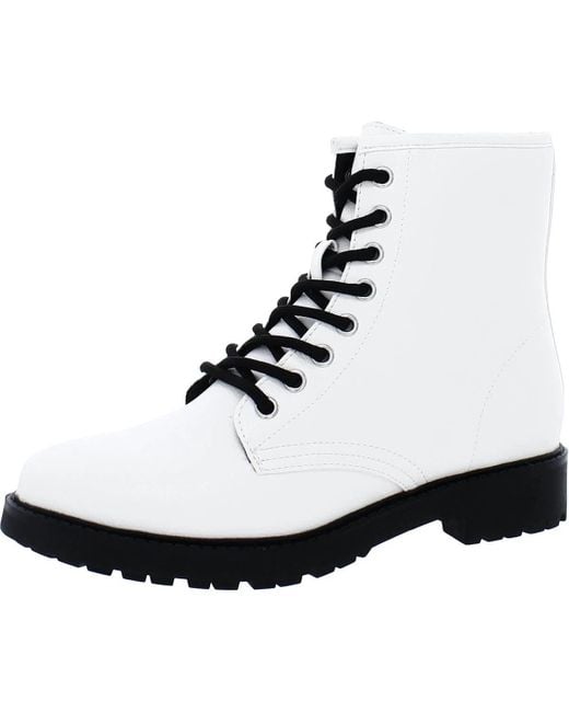 Esprit Black Shelby Faux Leather Pull On Combat & Lace-Up Boots