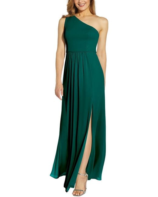 Adrianna Papell Green Chiffon Maxi Evening Dress