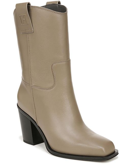 Franco Sarto Brown Solid Square Toe Mid-calf Boots