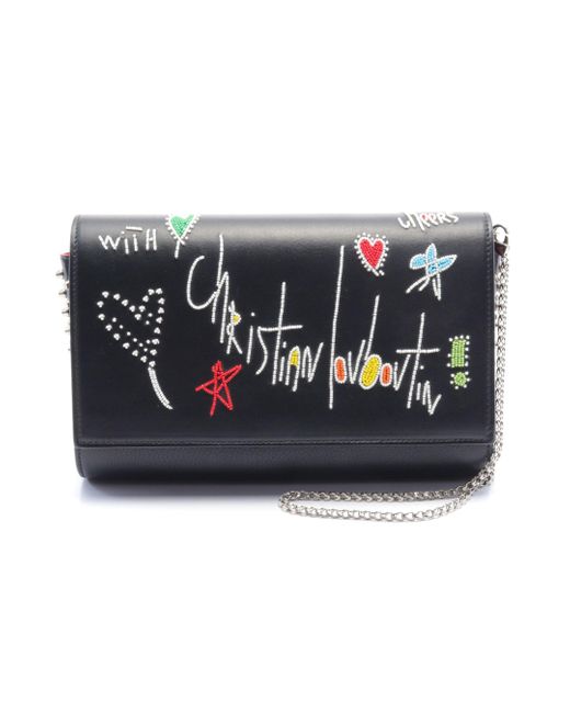 Christian Louboutin Blue Paloma Clutch Chain Shoulder Bag Chain Wallet Leather Patent Leather Multicolor