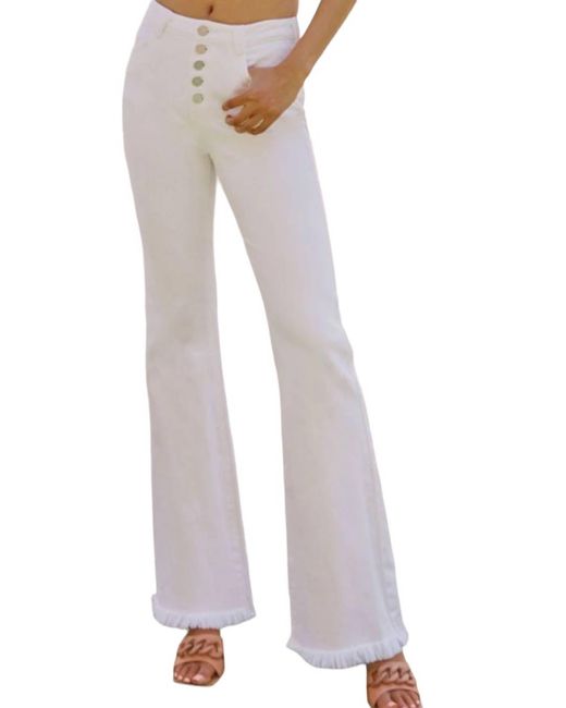 Kancan White High Rise Flare Jeans