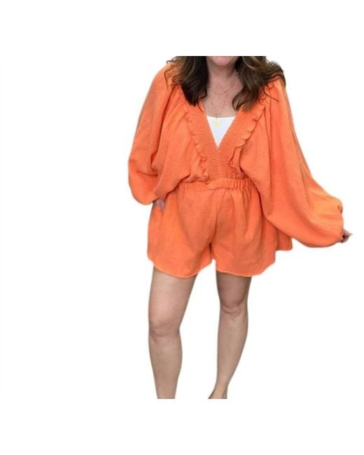 Bucketlist Orange Cotton Gauze Romper