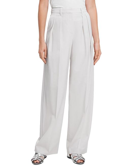 Theory Gray High Rise Pleated Wide Leg Pants