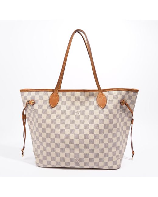Louis Vuitton Gray Neverfull Mm Damier Azur Coated Canvas