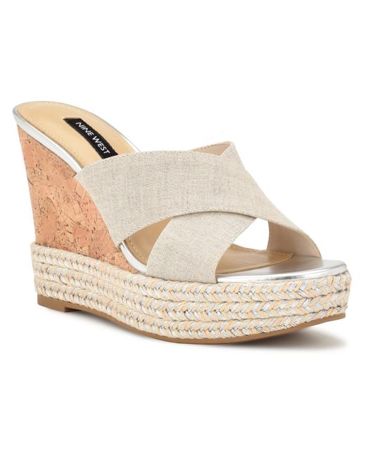 Nine West White Hues7 Almond Toe Casual Wedge Sandals