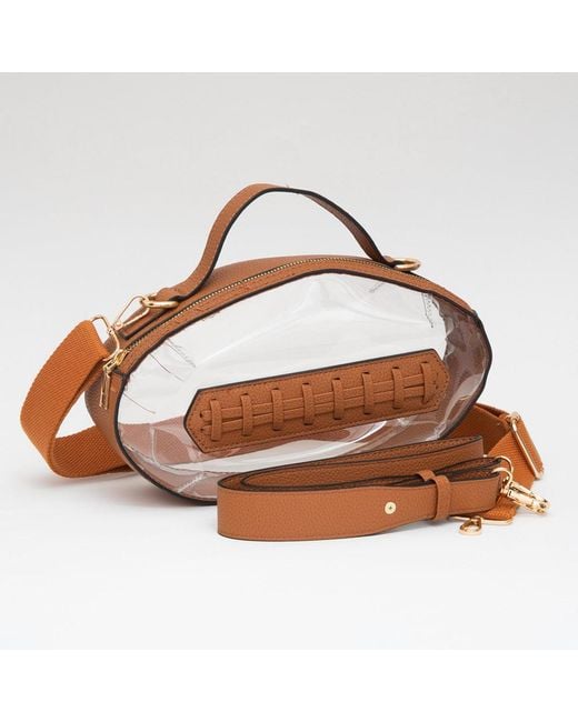 Fashnzfab Brown Football Shaped Transparent Crossbody Bag